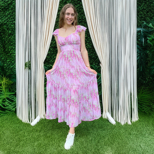 Chiffon Flutter Sleeves - Pink