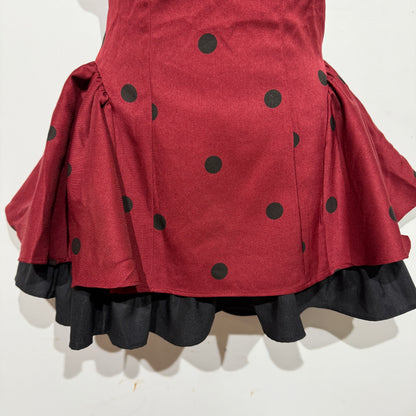 Burgundy Polka Dot Puff Sleeve Mini Dress