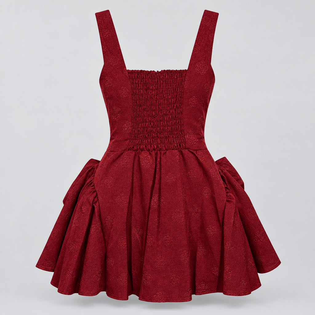 Burgundy Bow Mini Dress
