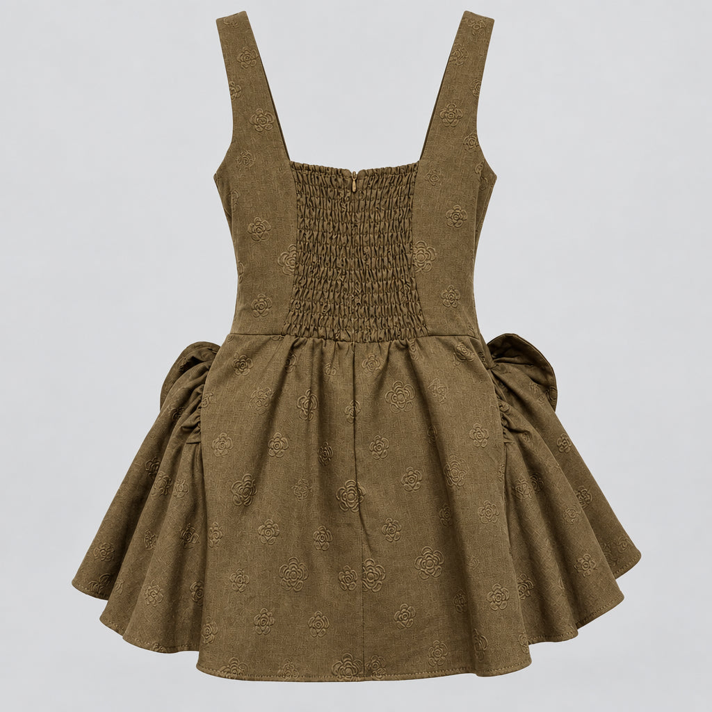 Taupe Bow Mini Dress