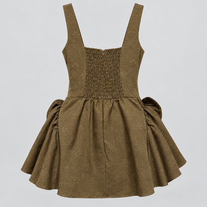 Taupe Bow Mini Dress