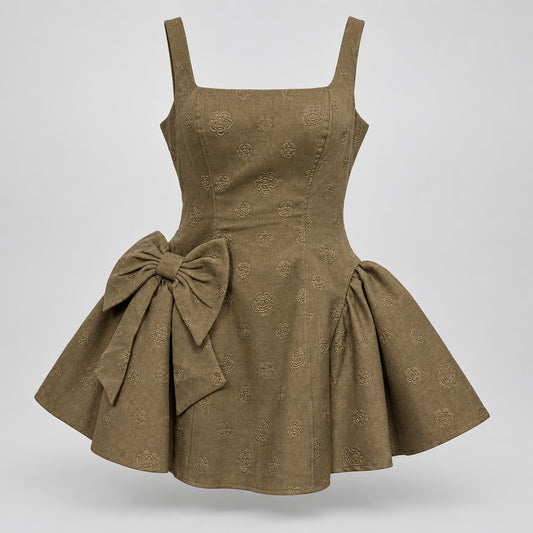 Taupe Bow Mini Dress