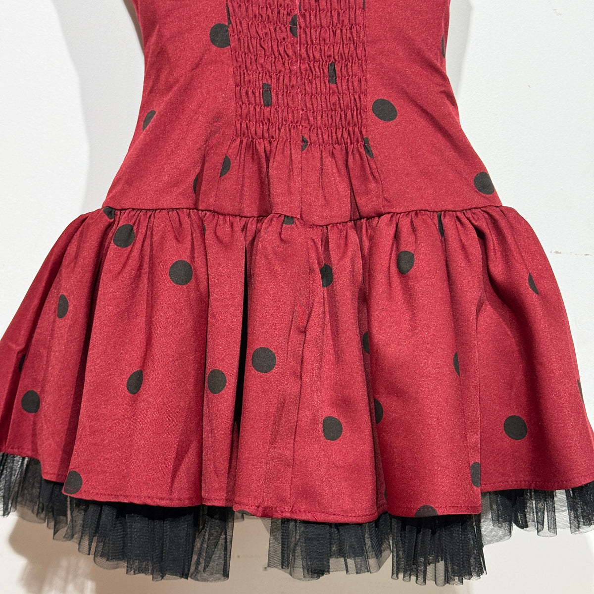 Burgundy Polka Dot Mini Dress