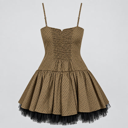 Mocha Polka Dot Mini Dress
