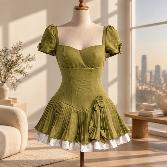 Elodie Pleated Mini Dress