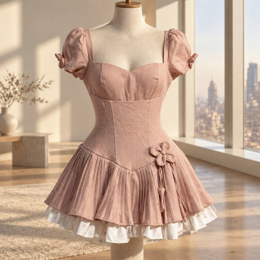 Elodie Pleated Mini Dress