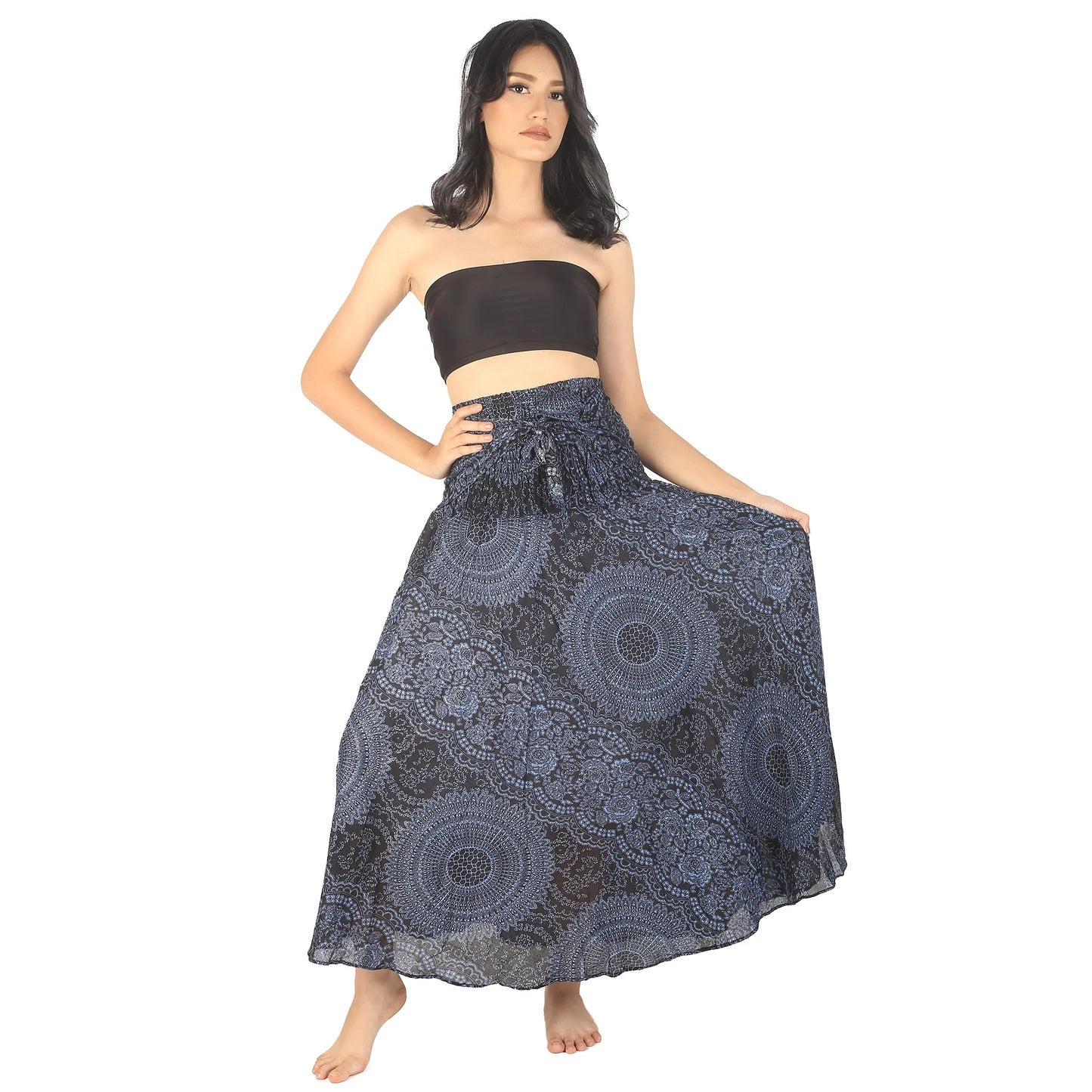 Monotone Mandala Maxi Skirt