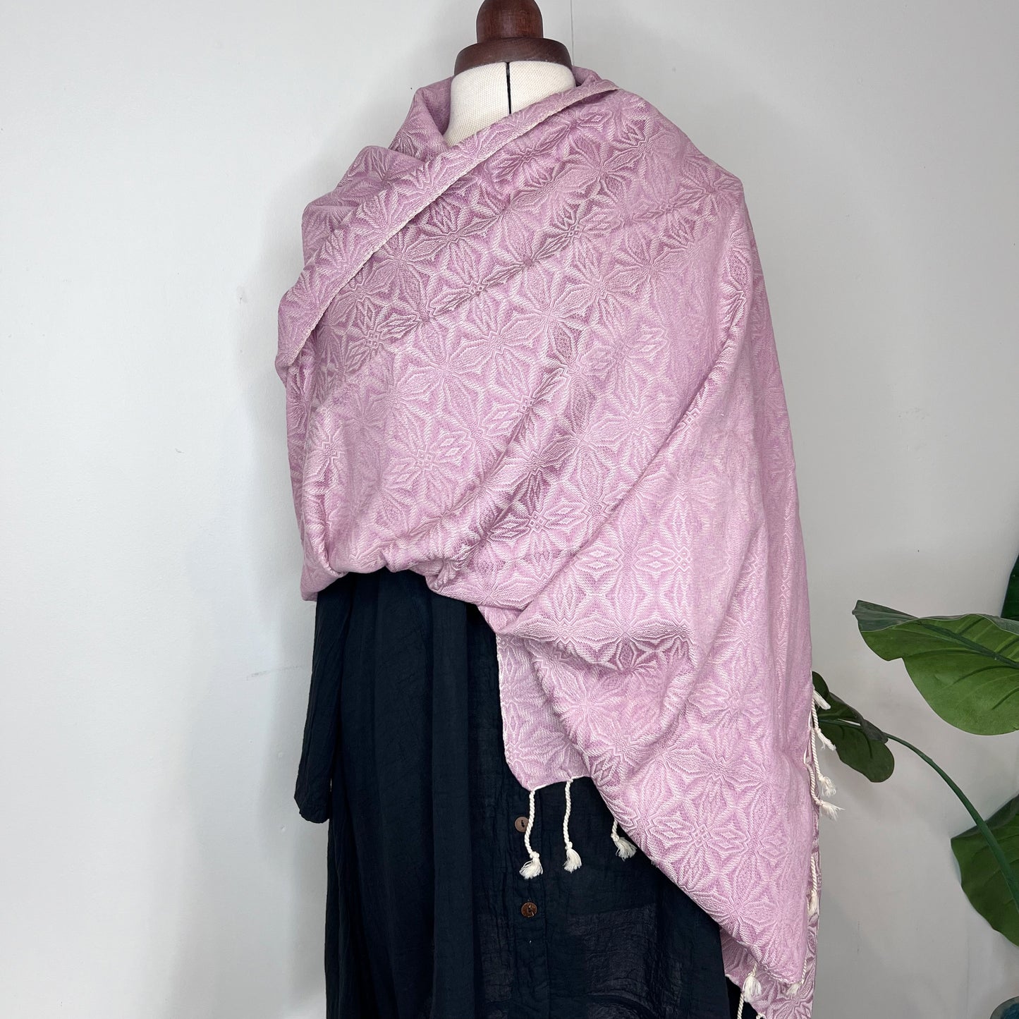 Pastel Pink, Handwoven 100% Cotton Scarf | Shawl - Spiders Patterns
